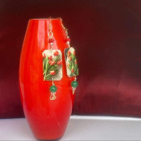 AMELIA PASTICHE DESIGN tulip bouquet handmade earrings ooak - Picture 2 of 7